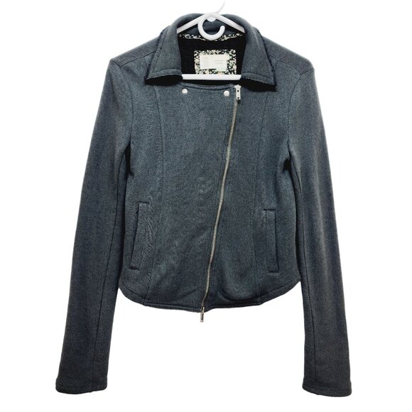 Anthropologie SATURDAY SUNDAY WOMEN'S FLEECE KNIT MOTORCYCLE JACKET green Size X - Picture 1 of 13